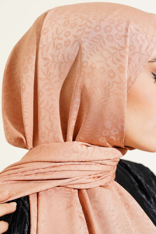 شال جاكار صغير بنقشة الزهور والقرفة -18