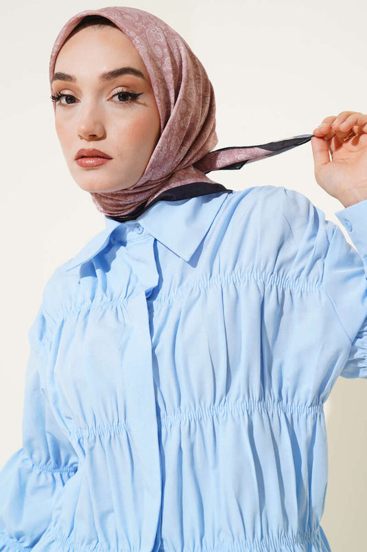 وشاح صغير ناعم مزين بالزهور، لون جملي