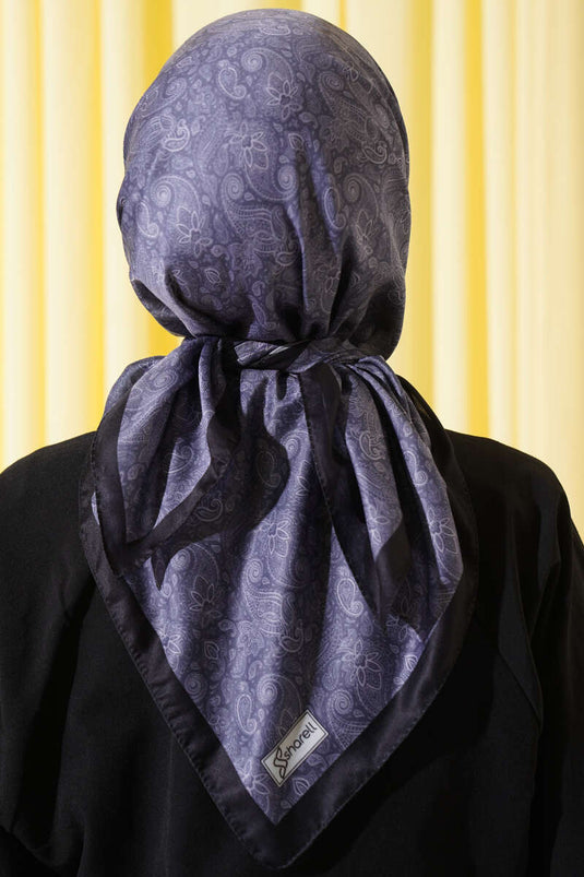 Mini Çiçekli Soft Eşarp Füme