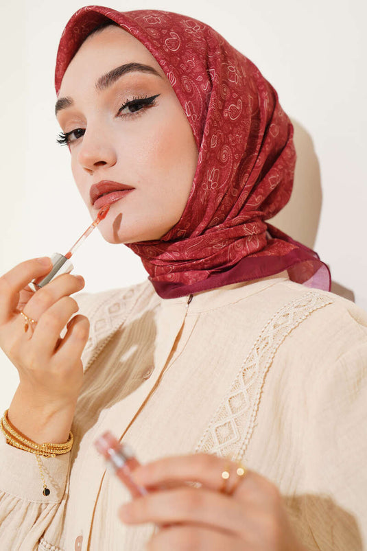 Mini Çiçekli Soft Eşarp Kiremit