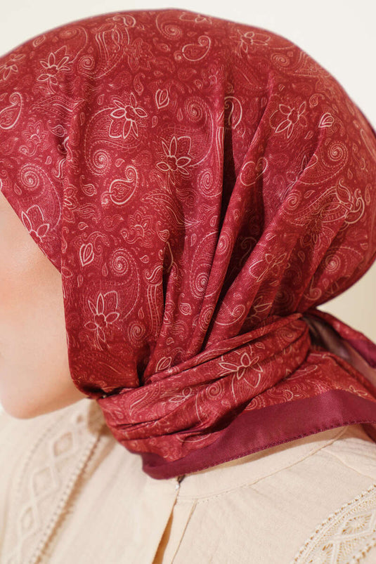 Mini Çiçekli Soft Eşarp Kiremit