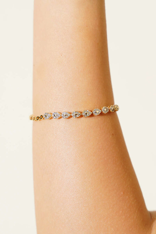 Mini Damla Taşlı Bileklik Gold