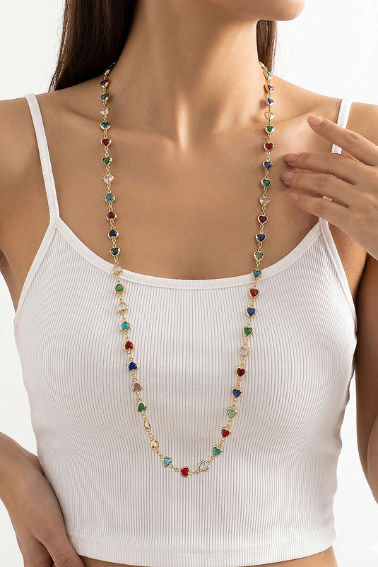 Mini hartvormige gekleurde ketting