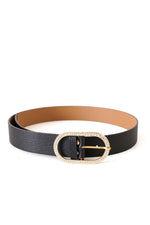 Ceinture noire à boucle mini diamant