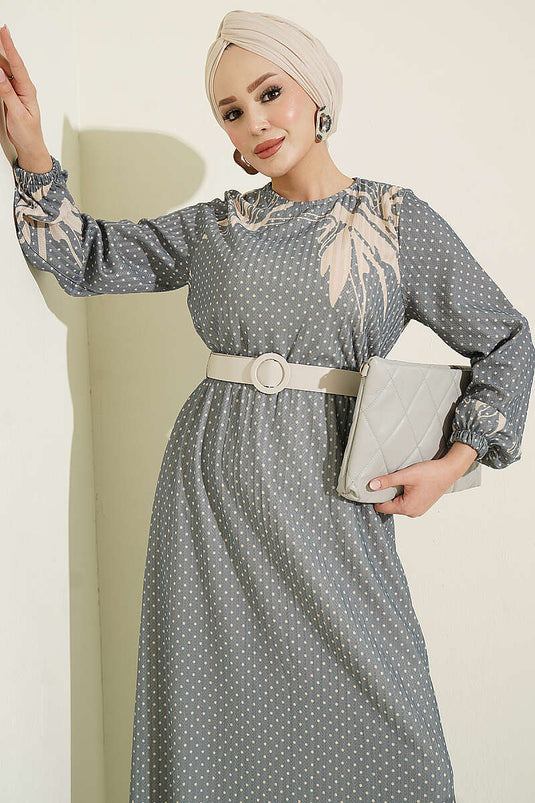 Robe Mini À Pois Grise