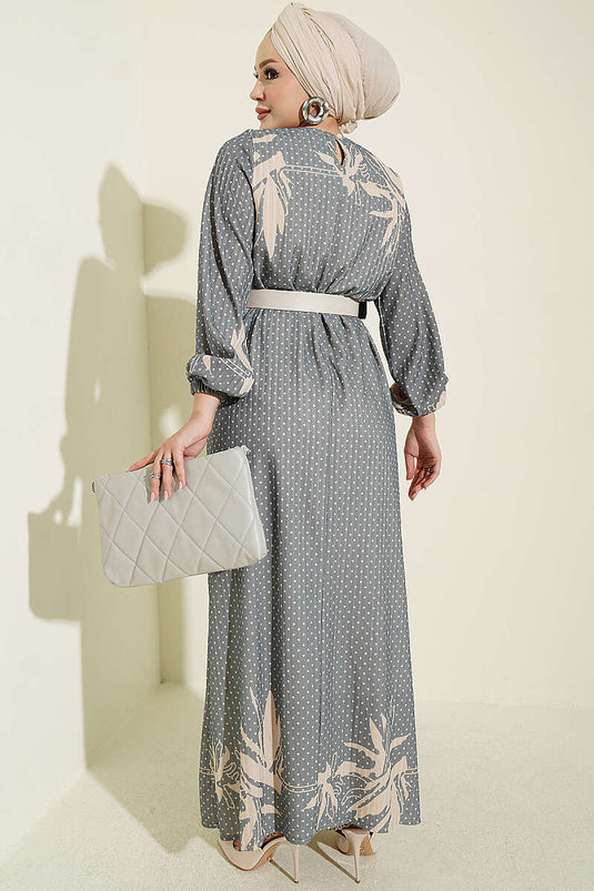 Robe Mini À Pois Grise