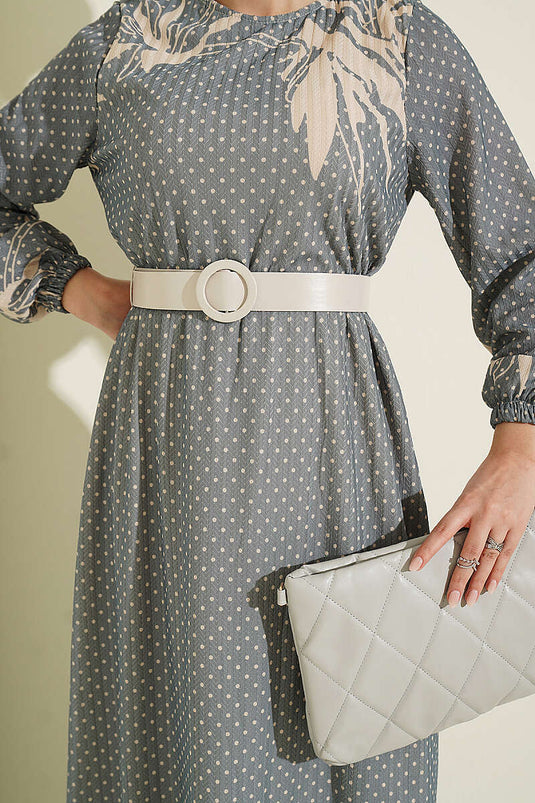 Robe Mini À Pois Grise