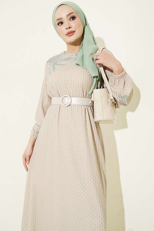 Robe Mini À Pois En Vert Marin