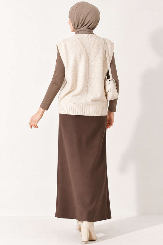 Pull En Maille Mini Orné Beige