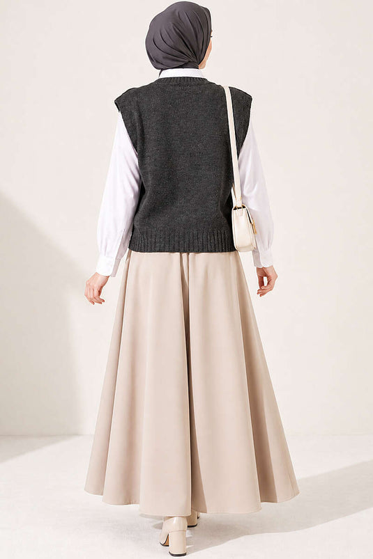 Pull En Maille Mini Orné Gris Fumé
