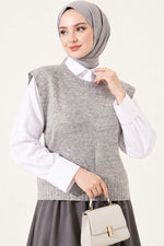 Pull En Maille Mini Orné Gris