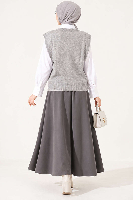 Pull En Maille Mini Orné Gris