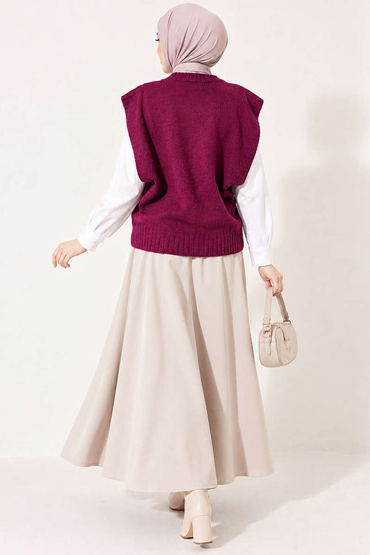 Mini Gestrickter Pullover Mit Steinchen In Magenta