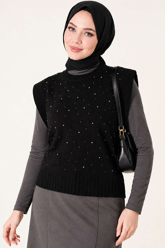 Pull En Maille Mini Orné Noir