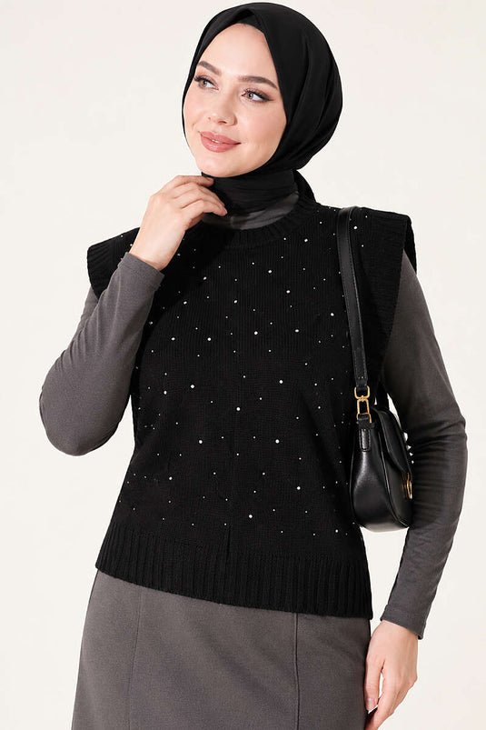 Pull En Maille Mini Orné Noir