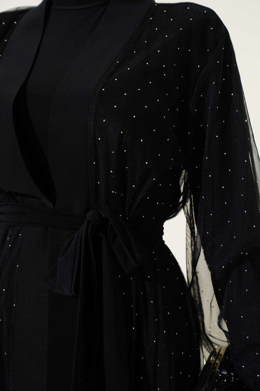 Mini Abaya ornée de pierres noires