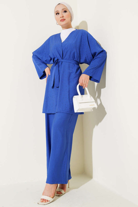 Ensemble deux pièces kimono orné de mini pierres Saks