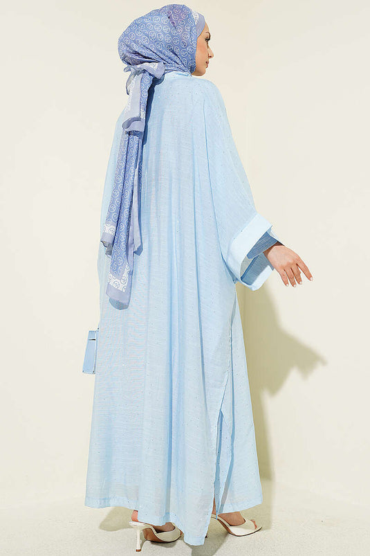Ensemble Abaya Mini avec Pierres Bleu