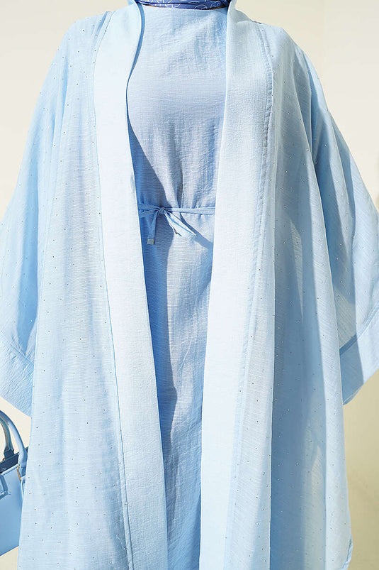 Ensemble Abaya Mini avec Pierres Bleu