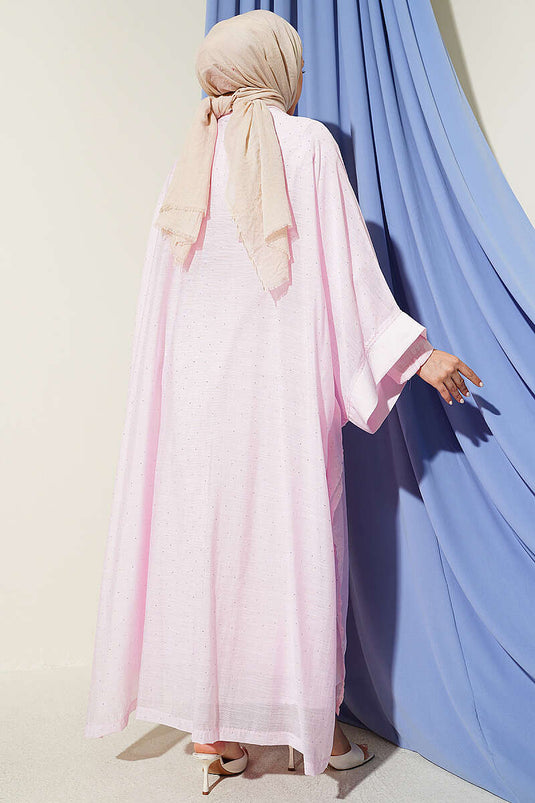 Ensemble Abaya Mini avec Pierres Rose