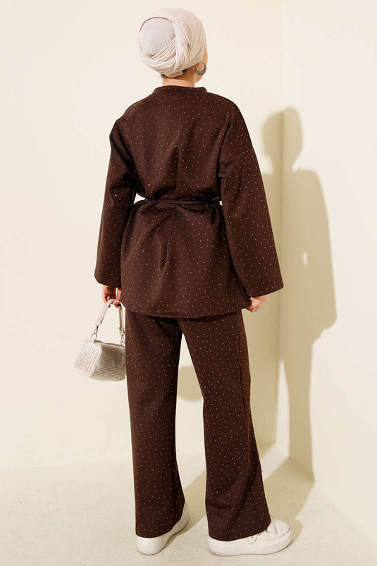 طقم غوص صغير من قطعتين مزود بحبل وحزام، لون بني