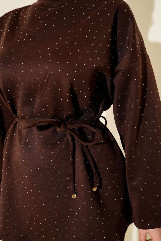 طقم غوص صغير من قطعتين مزود بحبل وحزام، لون بني