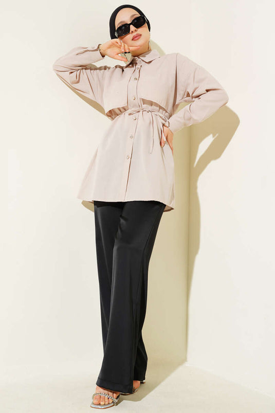 تونيك ميني ستون كيب باللون البيج