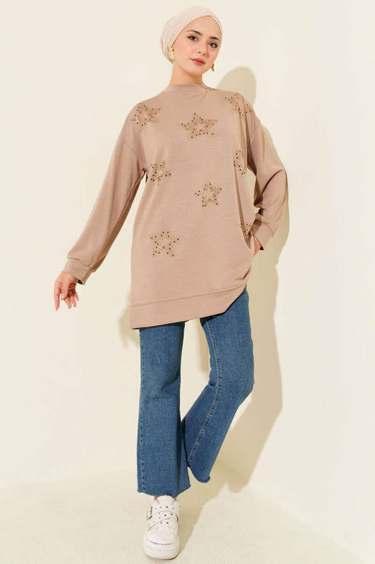 Mini Star Stone Tunic Beige