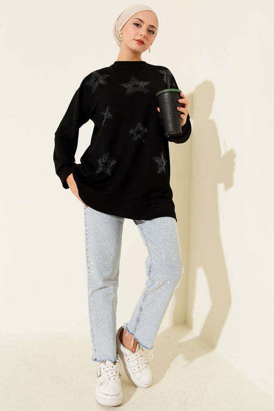 Mini Star Stone Tunic Black
