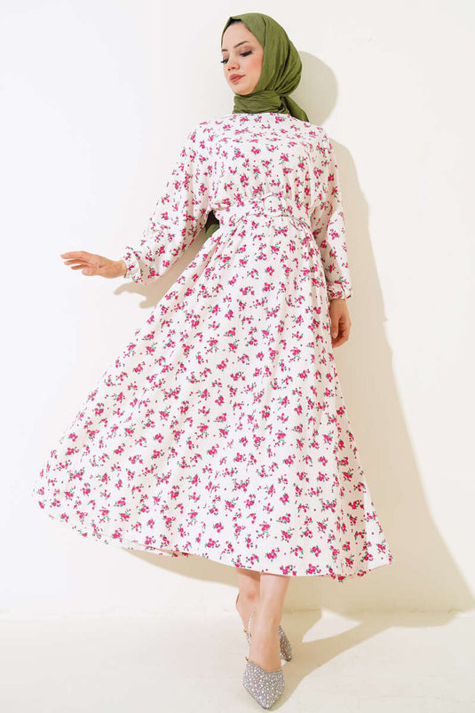 Robe à Motifs Petites Fleurs Fuchsia