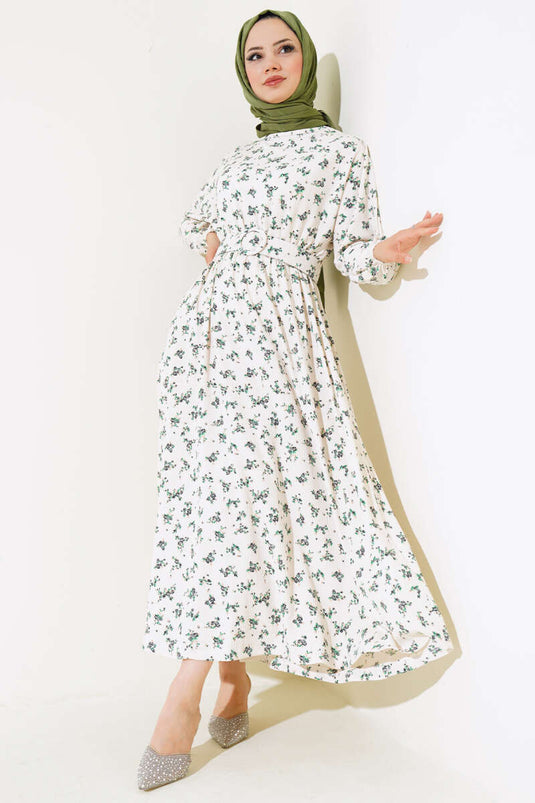 Robe à Motifs Petites Fleurs Vert