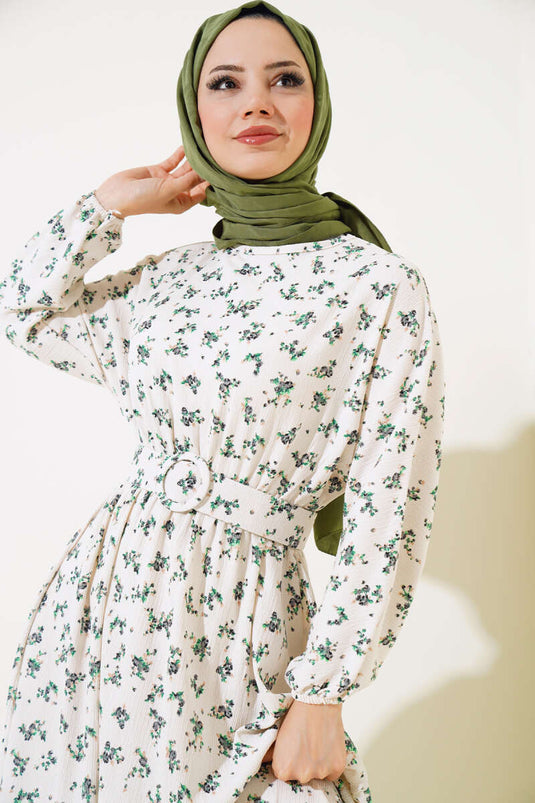 Robe à Motifs Petites Fleurs Vert