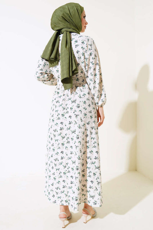 Robe à Motifs Petites Fleurs Vert