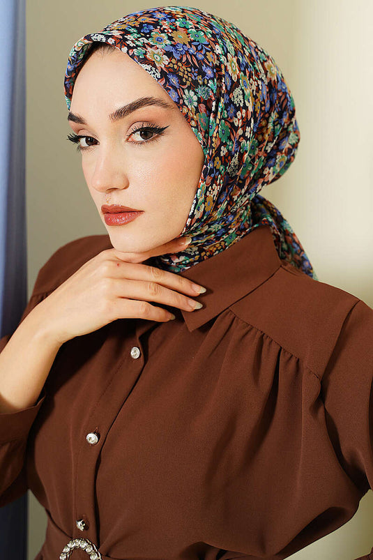 Foulard à motif petites fleurs vert