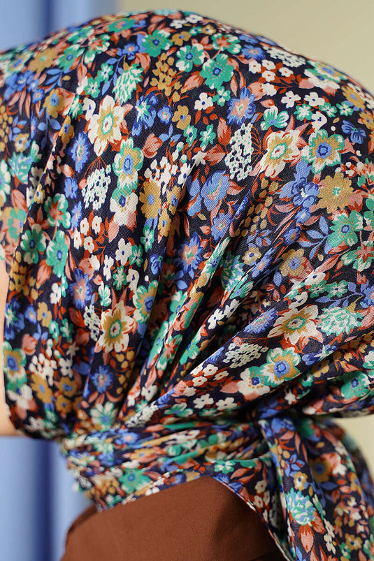 Foulard à motif petites fleurs vert