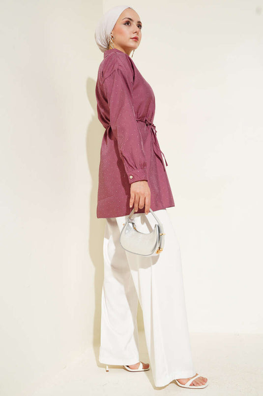 Hemd mit kleinen Steinverzierungen, Magenta