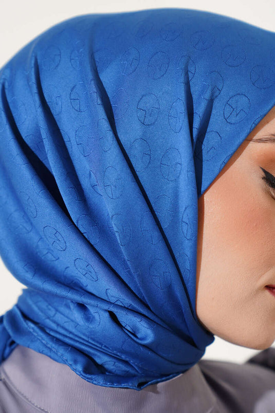 MK Pattern Jacquard Scarf Indigo