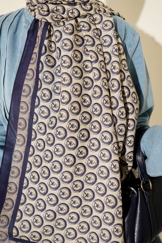 MK Pattern Lina Shawl Navy Blue