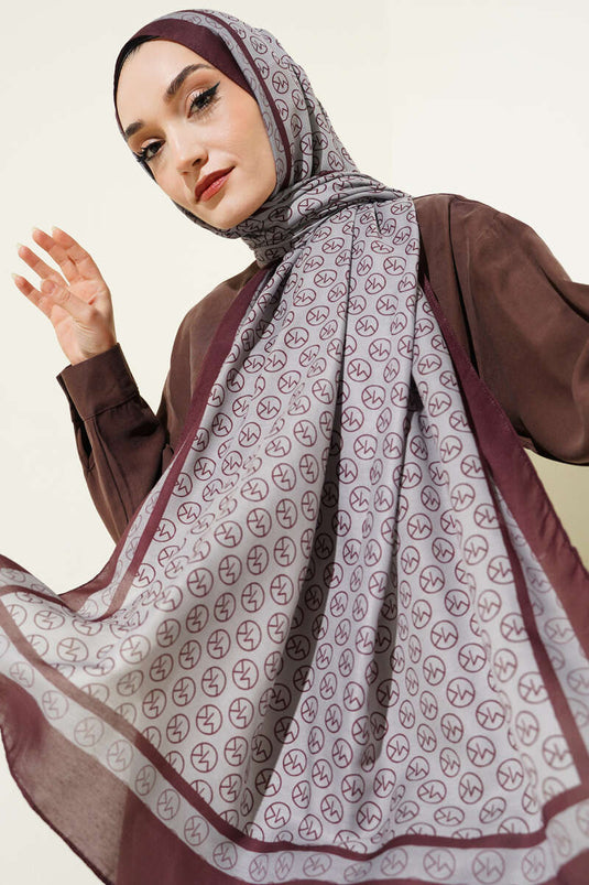 MK Patterned Liva Modal Burgundy Gray