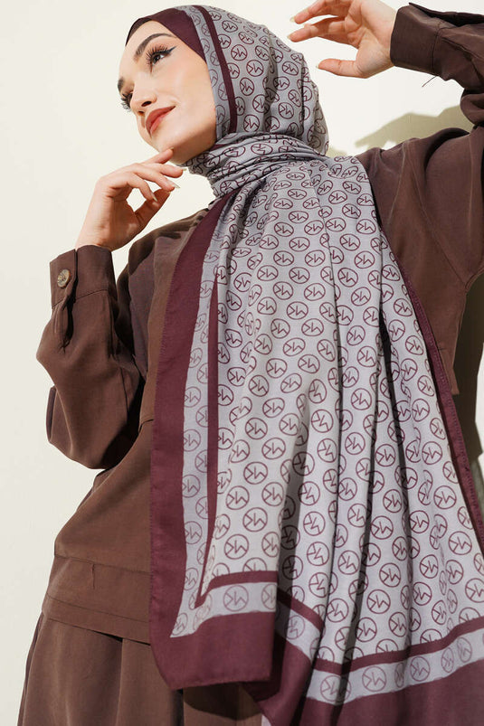 MK Patterned Liva Modal Burgundy Gray