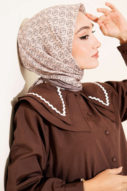 MK Pattern Soft Scarf Beige Mink