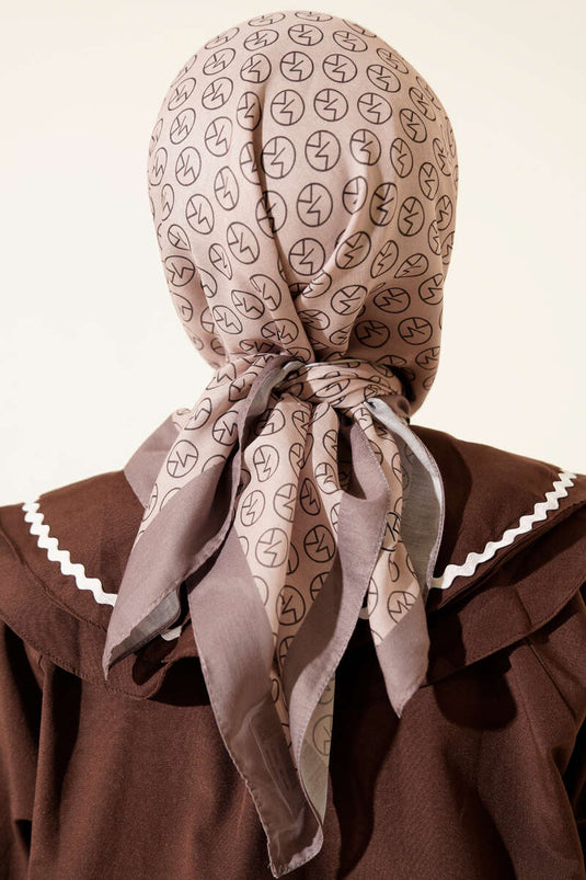 MK Pattern Soft Scarf Beige Mink