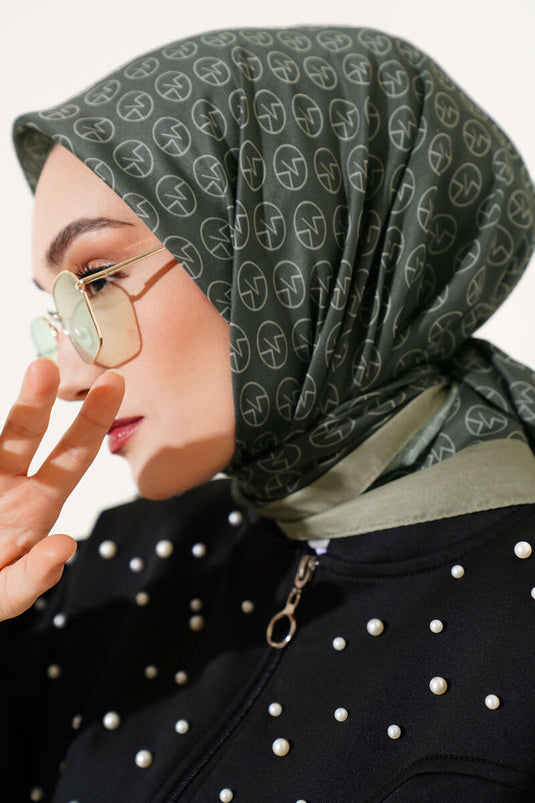 MK Pattern Soft Scarf Almond Green