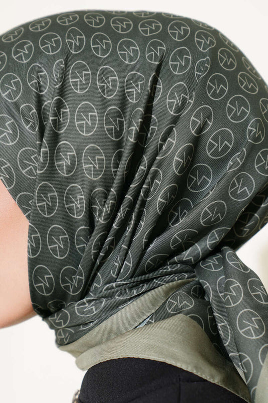 MK Pattern Soft Scarf Almond Green