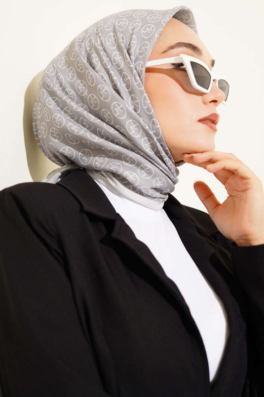 MK Pattern Soft Scarf Gray