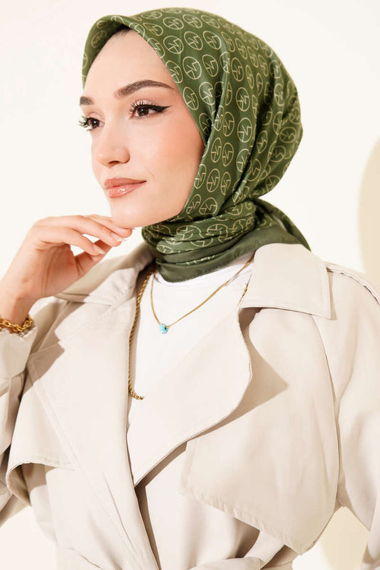 MK Pattern Soft Scarf Khaki