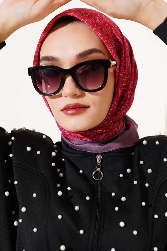 وشاح ناعم بنمط MK باللون الأحمر