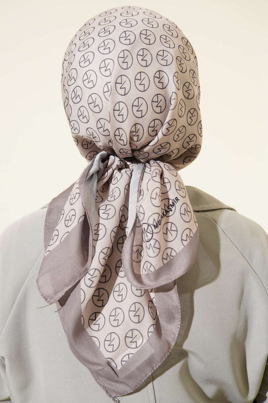 MK Patterned Soft Scarf In Sand Beige