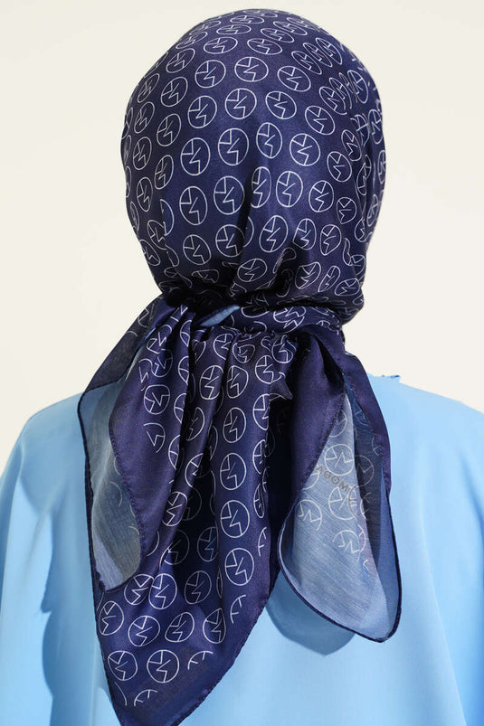 MK Desen Soft Eşarp Lacivert