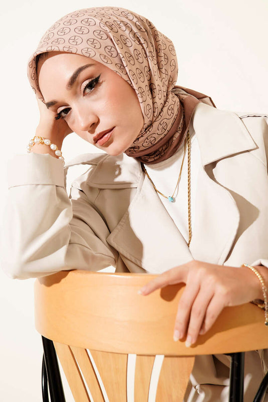 MK Pattern Soft Scarf Latte